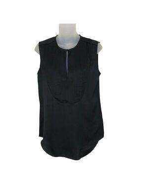 Equipment Femme Black Sleeveless Blouse Key Hole Front With Button Closure S -XS